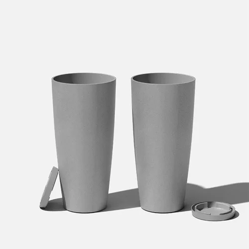Miniatura 2 de Veradek Mason Series Vega Planter - Maceta redonda alta para interiores o exteriores, porche/patio Hecha de compuesto de plástico y piedra