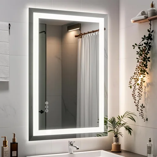 Miniatura 34 de 40x32 Espejo LED inteligente para baño, espejo de tocador regulable con luces, espejo de maquillaje retroiluminado y frontal para pared, antivaho