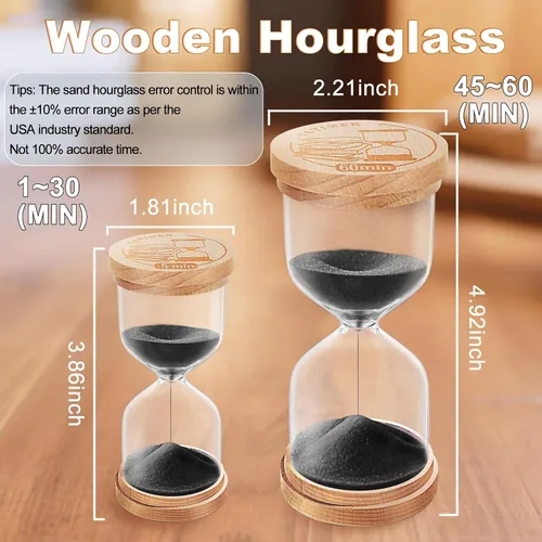 Miniatura 3 de Temporizador de Arena de 1 Minuto, Reloj de Arena de Madera, Reloj de Arena Azul Pequeño, Reloj de Arena de 1 Minuto para Aula, Juego, Decorativo