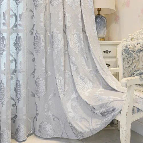 Miniatura 22 de VOGOL Cortinas traslúcidas de 84 pulgadas de largo, cortinas traslúcidas blancas con bordado floral europeo para sala de estar, comedor, bolsillo