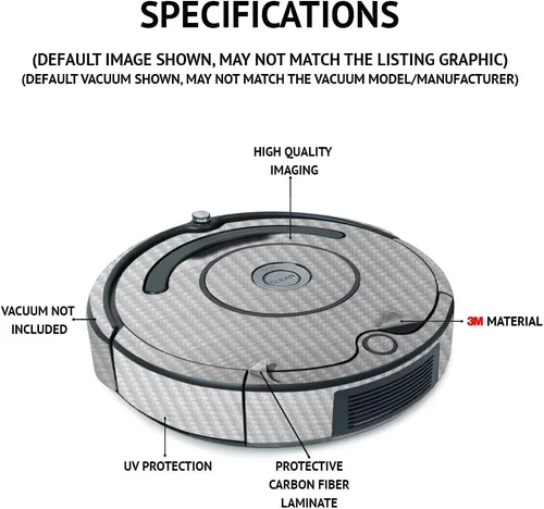 Miniatura 2 de MIGHTY SKINS Piel de fibra de carbono compatible con iRobot Roomba S9 al vacío, cobertura mínima – Midnight Mischief Acabado de fibra de carbono