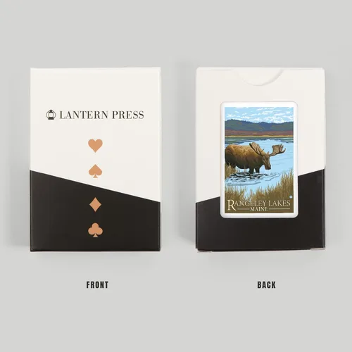 Miniatura 8 de Lantern Press Rangeley, Maine, Moose Drinking at Lake (52 cartas de juego, baraja de cartas de tamaño póquer con comodines)