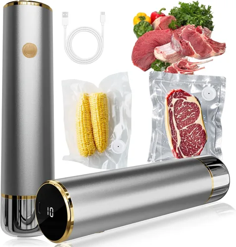 Sellador al vacío para alimentos con pantalla digital, máquina selladora al vacío de mano con fuerte succión, cuerpo de aleación de aluminio