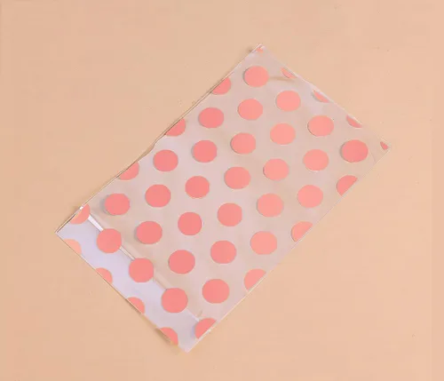 Miniatura 5 de JHere Paquete de 100 bolsas de dulces de lunares con 100 lazos metálicos dorados, bolsas de plástico transparente para galletas, dulces, aperitivos