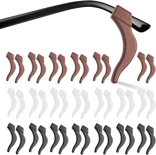 Miniatura 10 de 20 pares de pinzas para las orejas, ganchos antideslizantes de vidrio para las orejas, cómodos cojines de silicona para detrás de la oreja