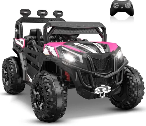 ANPABO Juguetes de paseo de 24 V para niños grandes con control remoto, motores de 4 x 75 W, máximo 4.5 MPH, conmutable 4WD/2WD, 4 amortiguadores,