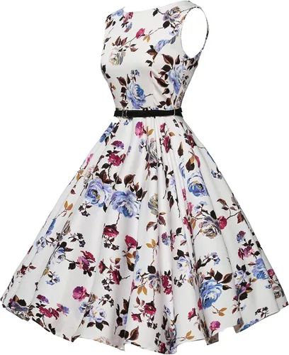 Miniatura 3 de GRACE KARIN - Vestido vintage sin mangas con escote barco y cinturón para tardes de té
