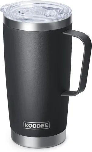 Miniatura 65 de Koodee - Vaso delgado de acero inoxidable de 20 onzas (4 unidades) aislado con doble pared, vaso de agua con 4 tapas, 4 popotes y 2 cepillos