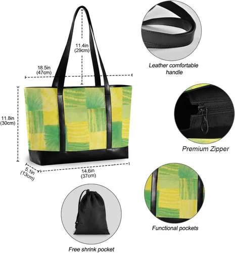 Miniatura 6 de Irregular Tie-dye in Yellowish-green Sturdy 14 inch laptop bag with zipper work tote bags for women for yoga with lunch maletin ejecutivo para mujer