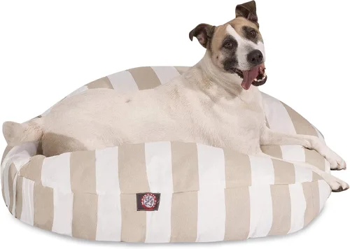 Miniatura 11 de Majestic Pet Products - Cama redonda pequeña para perros con rayas verticales negras para interiores y exteriores, con funda extraíble y lavable