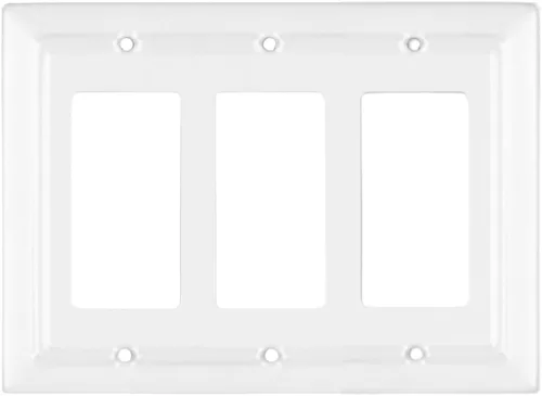 Miniatura 16 de Monarch Abode Placa de cubierta de interruptor de luz basculante – 4 placas de pared blancas decorativas arquitectónicas para tomacorrientes, placas