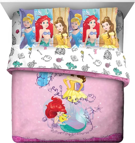 Disney Princess "Aventuras de amistad" 7 piezas, juego de cama completo en una bolsa Princesa