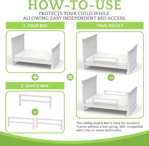 Miniatura 5 de CC KITS Barrera de Seguridad para Bebés, Niños y Niñas - Barrera de Seguridad de Cama de Madera Maciza para Niños Pequeños - Instalación Fácil