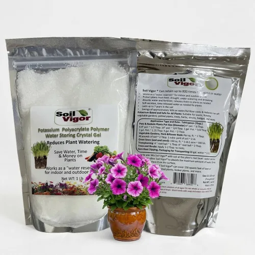Miniatura 23 de Soil Vigor - Cristales de almacenamiento de agua – Corte el riego en un 50% Hidrogel de polímero súper absorbente para céspedes, jardines
