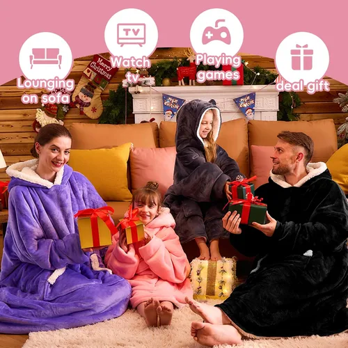 Miniatura 7 de yescool Manta de vestir con capucha para niños, regalos de cumpleaños para niñas adolescentes, para niños de 8 a 15 años, sudadera de gran