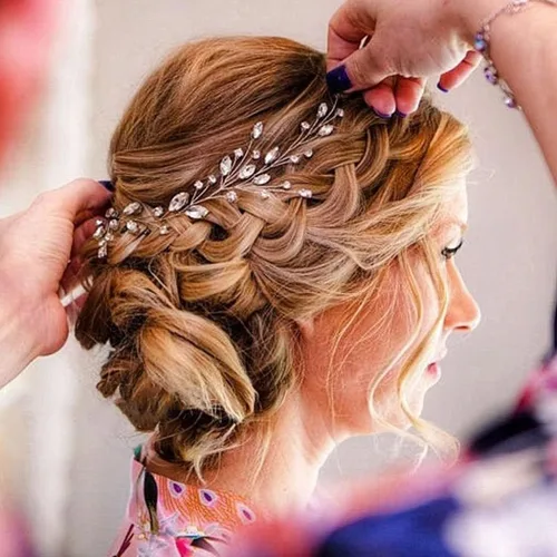 Miniatura 3 de JAKAWIN Bride Wedding Hair Piece Rhinestone Bridal Hair Accessories Diamond Hair Vine for Women HV113 1 Plateado