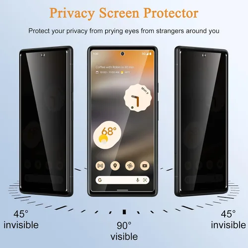 Miniatura 3 de [Paquete de 2+2] Protector de pantalla de privacidad para Google Pixel 6A [6.1 pulgadas] con protector de lente de cámara, vidrio templado