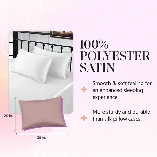 Miniatura 3 de Revele - Funda de almohada de satén para cabello y piel, incluye una funda de almohada de tamaño estándar con cierre de sobre, color blanco