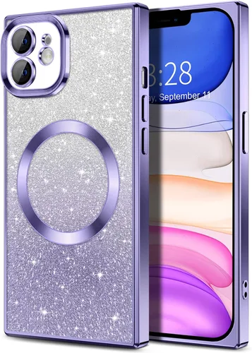 Miniatura 44 de Hython Funda para iPhone 13 Pro transparente con purpurina magnética [compatible con MagSafe] Protector completo de lente de cámara delgado