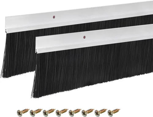 Miniatura 14 de uxcell 2 piezas cepillo de puerta barrido inferior forma H base de aleación de aluminio con cepillo de nailon de 0.4 pulgadas para hogar, industrial