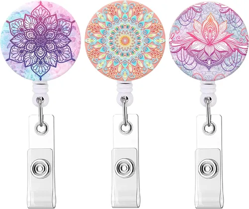 Miniatura 17 de Carrete retráctil para credenciales de enfermera, lindo nombre, carretes decorativos para tarjetas de identificación con clip en soportes