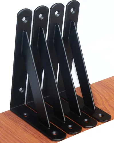 Miniatura 39 de Paquete de 16 soportes de estante resistentes negros de 20 pulgadas de largo x 12 pulgadas de alto con tornillos, soportes de estante de metal