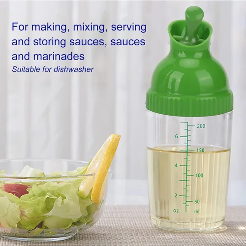 Miniatura 2 de Recipiente para aderezo de ensalada de 6.8 fl oz, botella mezcladora de aderezo de ensalada con tapa antigoteo para aderezos de ensalada, aceite