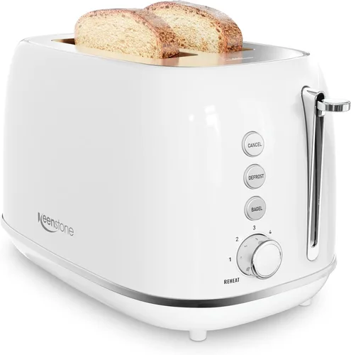 Miniatura 15 de Tostadoras de 2 rebanadas de acero inoxidable retro con bagel, función de cancelar, descongelar y 6 ajustes de tostado de pan, tostadora de bagel