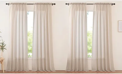 Miniatura 16 de NICETOWN Cortinas traslúcidas de gasa para ventana de dormitorio, bolsillo para barra, elegantes cortinas traslúcidas ligeras que llegan al suelo