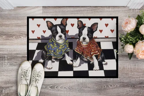 Miniatura 2 de Caroline's Treasures PPP3249MAT Boston Terrier Puppy Love Felpudo de 18 x 27 pulgadas, tapete para puerta delantera, interior y exterior