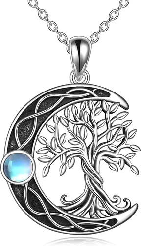 Miniatura 50 de ONEFINITY Collar de plata de ley 925 con diseño de árbol de la vida con colgante de nudo celta de concha de abulón para mujer