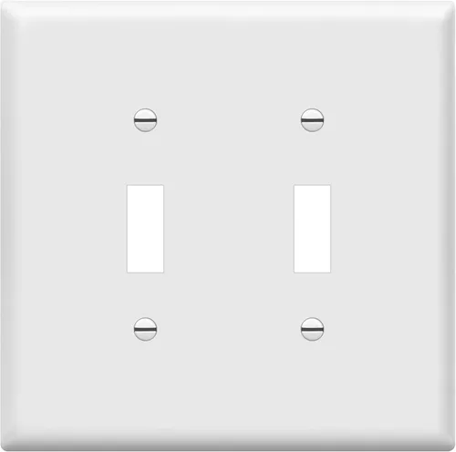 Miniatura 21 de ENERLITES Cubierta doble para interruptor de palanca, placa de pared para interruptor de luz de dos bandas, acabado brillante, 2 bandas de 5.5 x 5.5
