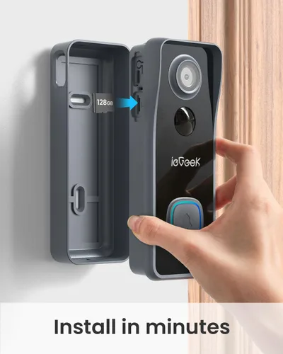Miniatura 5 de ieGeek Timbre inalámbrico sin suscripción, visión nocturna ultra clara de 5 MP, detección de movimiento PIR, timbre de video con timbre