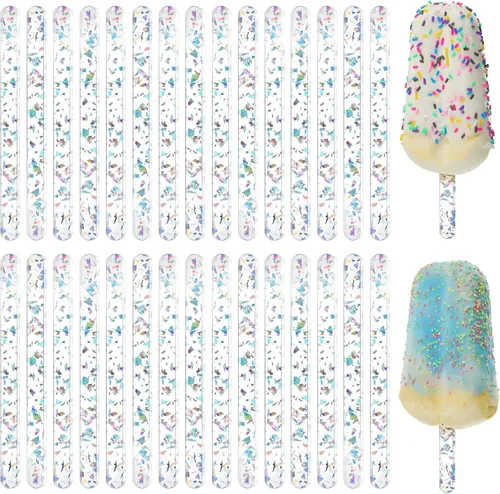 30 Piezas Palitos de Acrílico Reutilizables Palitos para Cakesicle Molde para Cake Pop Palitos de Helado Espejo Molde para Cakesicle de Helado para