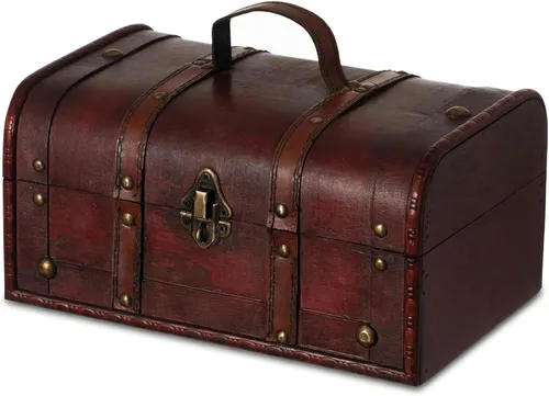 Caja de tesoro decorativa Vintiquewise(TM), cofre baúl de madera