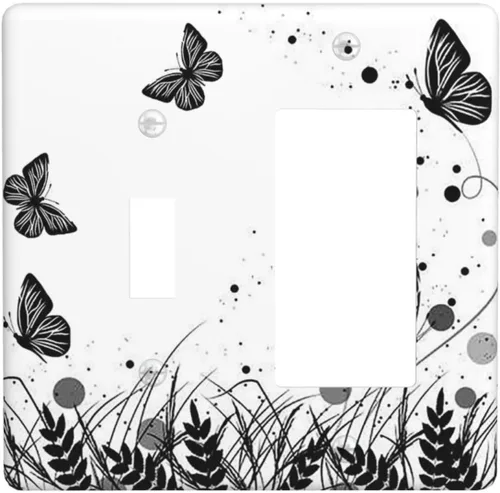 Miniatura 23 de Placa de cubierta de tomacorriente con diseño de mariposa, placas decorativas de pared, 1 gang, cubiertas de enchufes eléctricos, placa frontal Arte