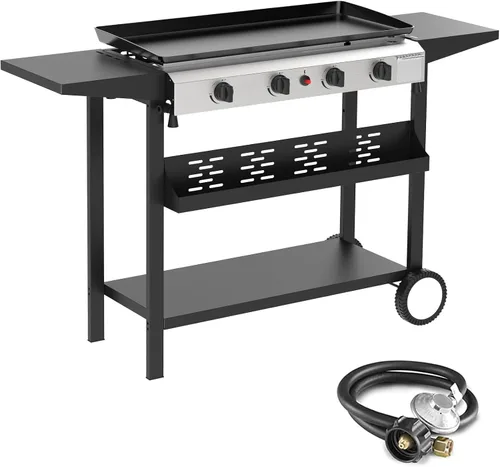 Miniatura 8 de Parrilla de gas para barbacoa de 3 quemadores, 25.6 pulgadas de acero inoxidable portátil a propano, parrilla plana de 30,000 BTU para acampar