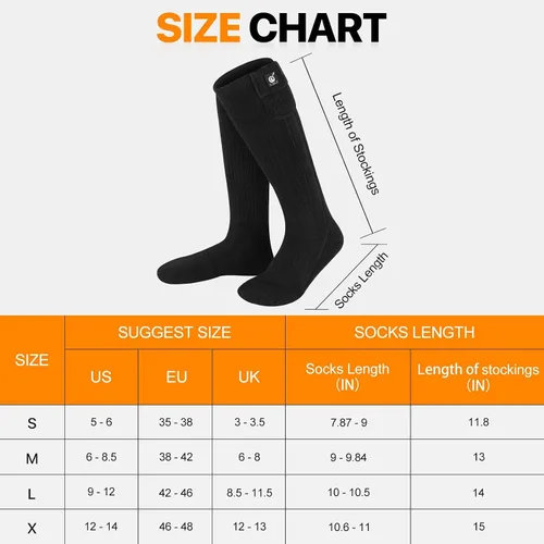 Miniatura 6 de SNOW DEER Calcetines térmicos para hombres y mujeres, batería recargable de 7.4 V, calentador eléctrico de pies de esquí para caza, pesca, camping
