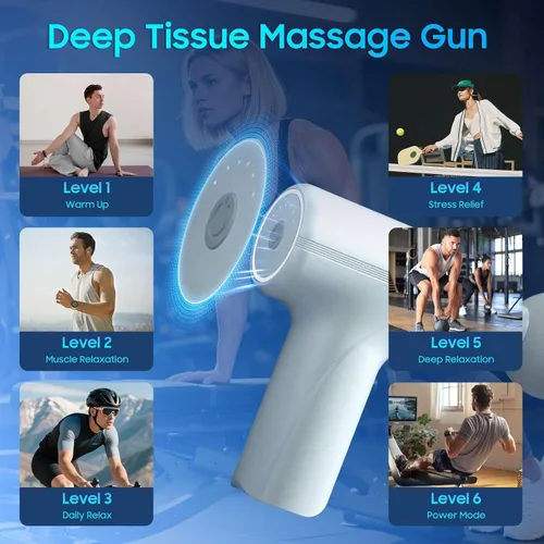 Miniatura 7 de Pistola de masaje con calor - Potente masajeador de tejido profundo, mini pistola de masaje de mano para alivio muscular de cuerpo completo