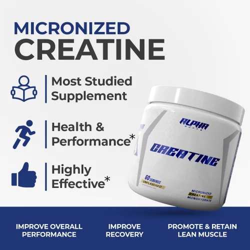 Miniatura 5 de Alpha Supps - Polvo de monohidrato de creatina alfa favorece el crecimiento muscular Micronizado Sin sabor 10.58 oz - 60 porciones