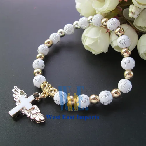 Miniatura 5 de WE Pulsera de cruz de ala de ángel (12 piezas) para niño y niña, recuerdo de bautizo, recuerdo de bautizo, evento de iglesia, Madera, No es una