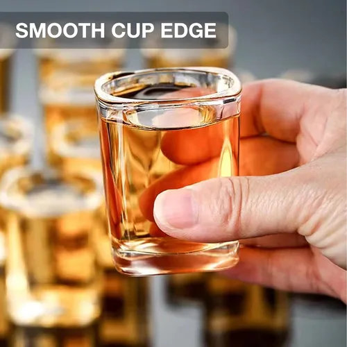 Miniatura 3 de Hlukana Juego de 6 Vasos de Chupito de Base Pesada, 60 ml Vasos de Chupito Cuadrados de Tequila Transparente a Granel, Vaso de Chupito de Espresso