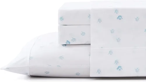 Miniatura 14 de Tommy Bahama - Juego de sábanas tamaño Queen, ropa de cama 100% algodón percal con una sensación crujiente y fresca, sábanas con sábana bajera