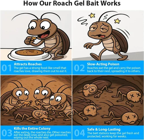 Miniatura 2 de Paquete de 36 Estaciones de Cebo en Gel Mata Cucarachas para Infestación de Cucarachas en Interiores, Potente Mata Cucarachas para el Hogar