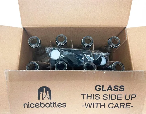 Miniatura 4 de nicebottles - Botellas de vidrio transparente Woozy, 12 oz (375ml) - Caja de 12 botellas encantadoras empacadas en caja resistente con 15 tapas