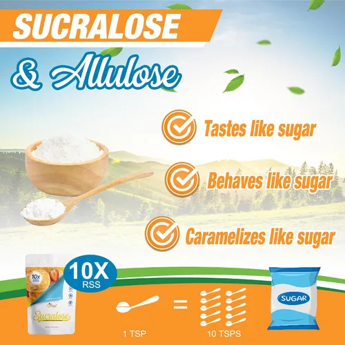 Miniatura 3 de Alulosa - Edulcorante multiusos de mezcla de sucralosa - 10 veces dulzura de azúcar; porciones totales 1135; edulcorante sin calorías, sustituto sin
