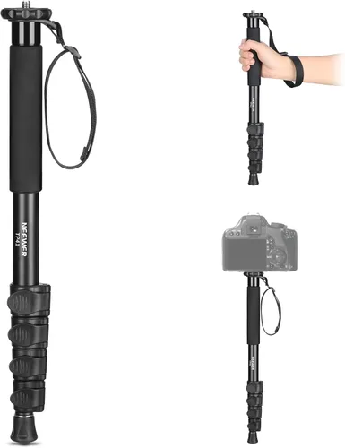 NEEWER Soporte monopie para cámara de 61 pulgadas/61.0 in, poste monopie portátil de video de viaje de aleación de aluminio con adaptador de
