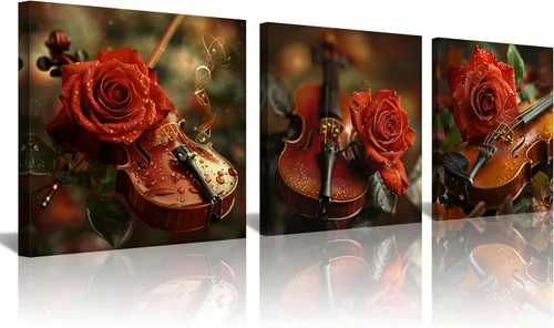 Miniatura 16 de 3 piezas de lienzo musical para pared, impresiones de notas musicales abstractas, coloridas ilustraciones de ondas sonoras, claves agudas