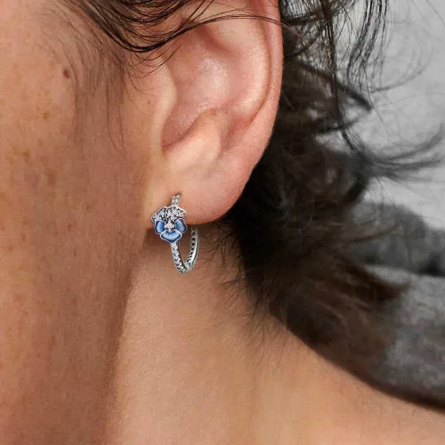 Miniatura 2 de BEEUVIP Aretes asimétricos de plata de ley 925, aretes de aro de plata para mujer, aretes de aro de oro con circonita cúbica hipoalergénicos