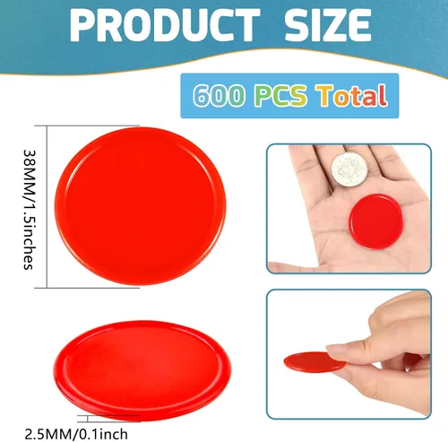 Miniatura 2 de Coopay Fichas de póquer de plástico de 1 1/2 pulgadas, contadores de aprendizaje, discos de conteo de fichas de bingo, marcadores para práctica